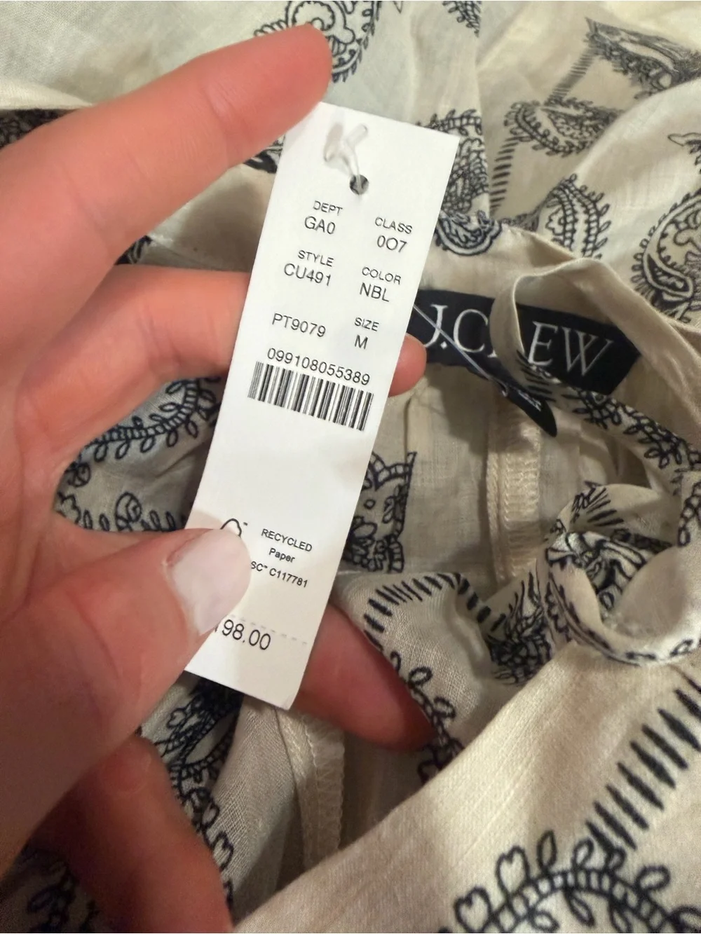 J crew Popover top in bandana-print ramie